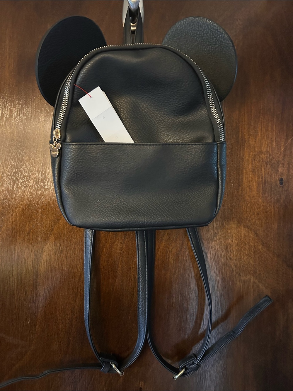 Disney Black Faux-Leather Mini Backpack with Ear Accents